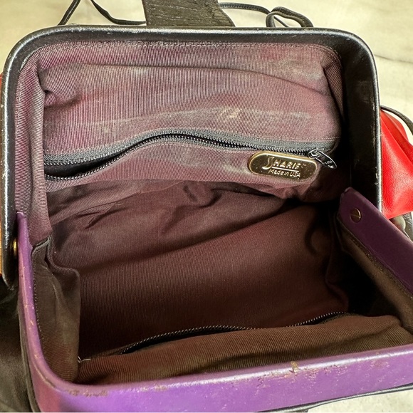 VINTAGE โข 80s Jewel Tone Leather Crossbody Bag Punk Bohemian Boho Weird Girl - Picture 10 of 16